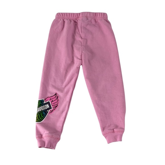 Harley-Davidson Toddler Girls Pink Sweatpants Size 24M Rainbow Logo Pants - Picture 3 of 6
